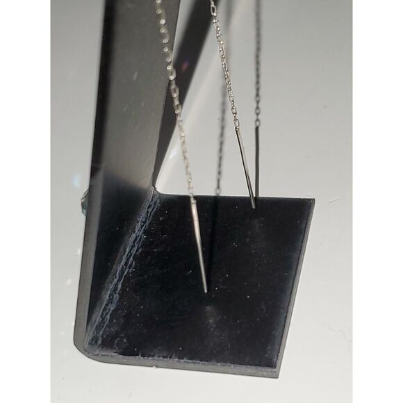 Crystal Dangle Drop Earrings Threader Chain AB Coated Glass Evening Elegant - Picture 4 of 7